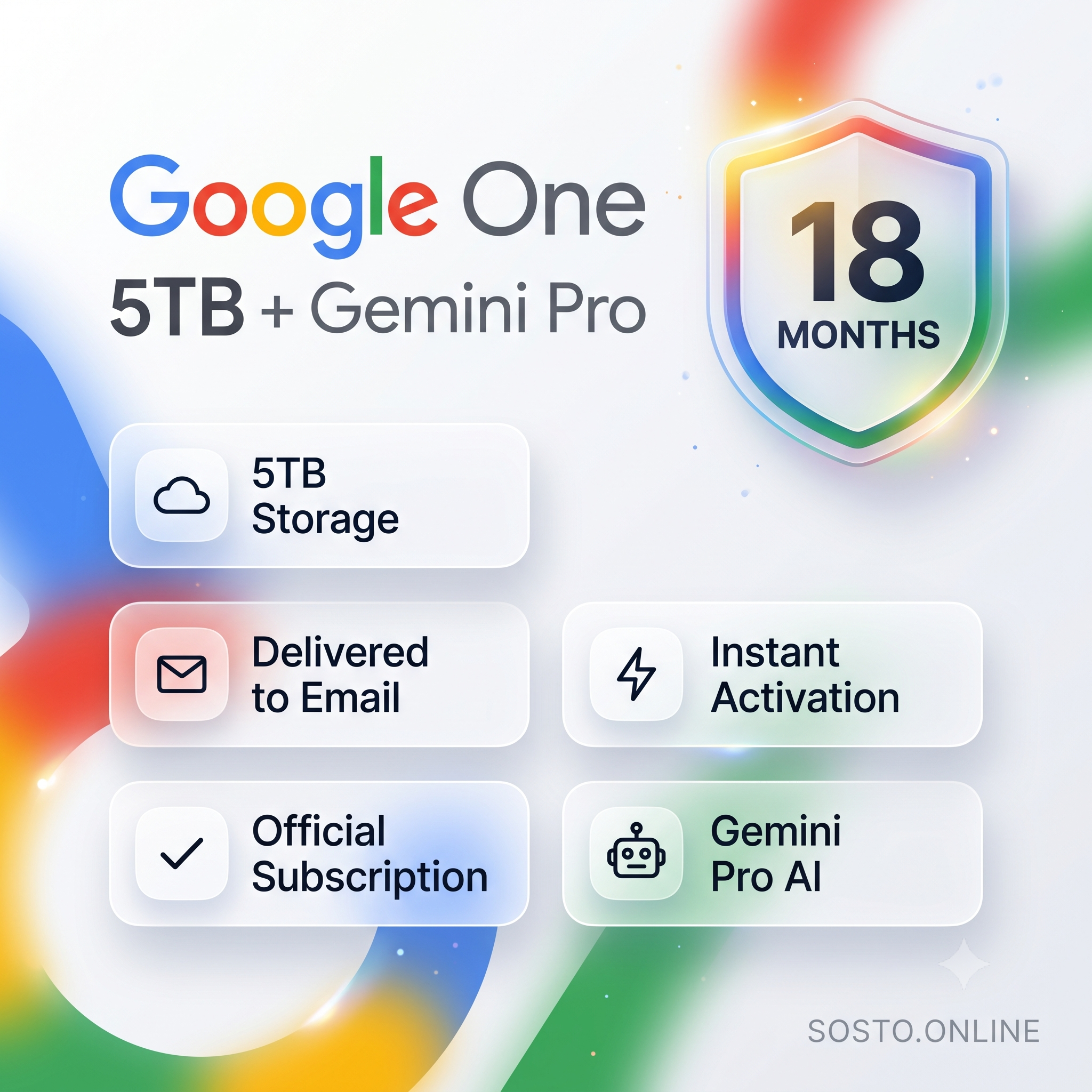 Google One 5TB + Gemini Pro (Official) – 18 Months | Instant Email Delivery